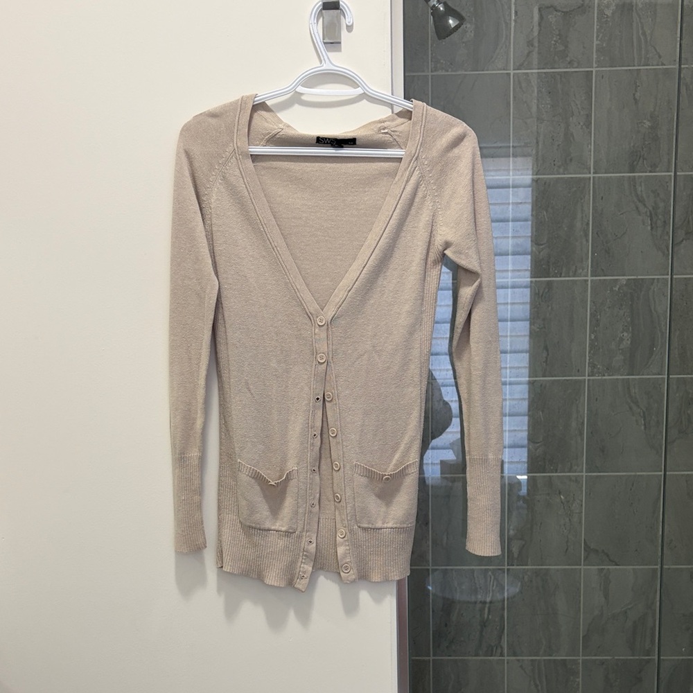Stitches Beige Button-Up Cardigan